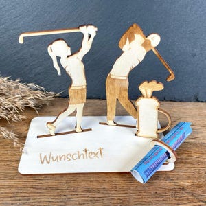 Geldscheinhalter Golferin und Golfer, Golf, Pärchen, Golfspielerin, Golfspieler, Geldgeschenk, Geburtstag, Geschenk, Wunschtext