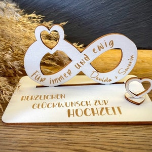 Geldscheinhalter Hochzeit, Hochzeitspaar, Herz, Unendlich, Infinity, Geldgeschenk, Geschenk, Wunschtext, Personalisierbar Bild 2