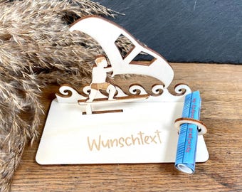 Geldscheinhalter Wingfoiler  Surfen  Surfer  Wasser  Geldgeschenk  Geburtstag  Geschenk  Wunschtext  Personalisierbar
