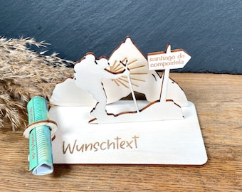 Geldscheinhalter Jakobsweg, Pilgern, Berge, Wandern, Geldgeschenk, Geburtstag, Geschenk, Wunschtext, Personalisierbar