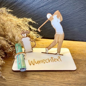 Geldscheinhalter Golfer, Golf, Golfspieler, Geldgeschenk, Geburtstag, Geschenk, Wunschtext, Personalisierbar