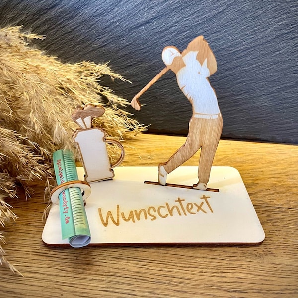 Geldscheinhalter Golfer, Golf, Golfspieler, Geldgeschenk, Geburtstag, Geschenk, Wunschtext, Personalisierbar