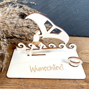 Geldscheinhalter Wingfoiler, Surfen, Surfer, Wasser, Geldgeschenk, Geburtstag, Geschenk, Wunschtext, Personalisierbar Bild 2