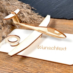 Geldscheinhalter Segelflieger, Flugzeug, Geldgeschenk, Geburtstag, Geschenk, Wunschtext, Personalisierbar Bild 2