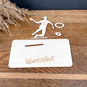 Geldscheinhalter Handball Feldspielerin, Handballspielerin, Geldgeschenk, Geburtstag, Wunschtext, Personalisierbar Bild 3