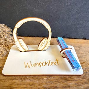 Geldscheinhalter Kopfhörer, Musik, Geldgeschenk, Geburtstag, Geschenk, Wunschtext, Personalisierbar