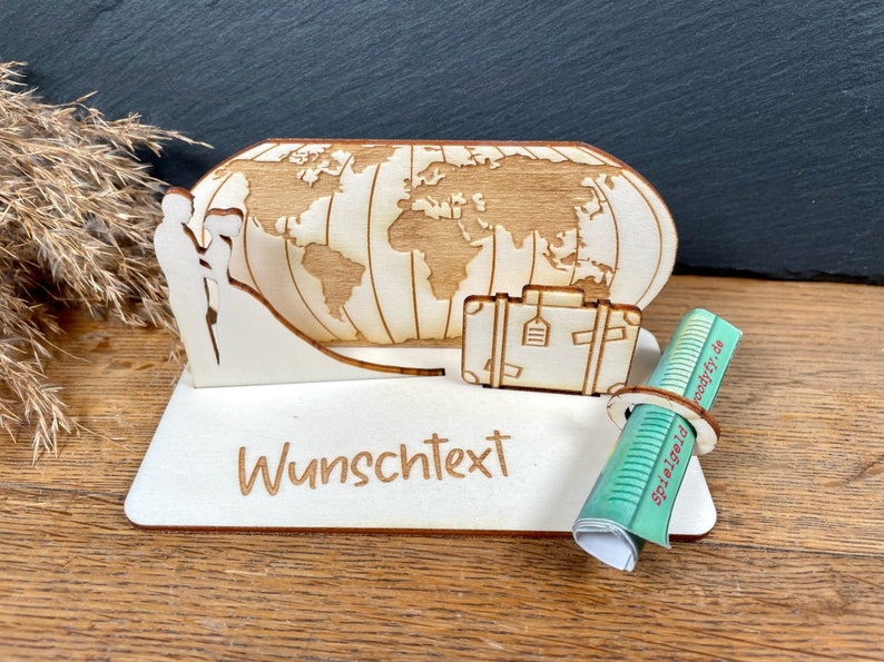 Geldscheinhalter Hochzeitsreise, Hochzeit, Hochzeitspaar, Reise, Weltreise, Geldgeschenk, Geschenk, Wunschtext, Personalisierbar Bild 1