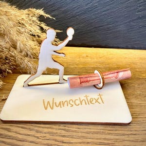 Geldscheinhalter Tischtennisspieler, Tischtennis, Geldgeschenk, Geburtstag, Geschenk, Wunschtext, Personalisierbar