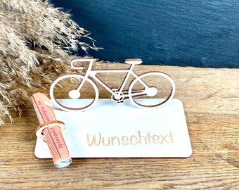 Geldscheinhalter Rennrad, Geldgeschenk, Geburtstag, Rad, Geschenk, Wunschtext, Personalisierbar