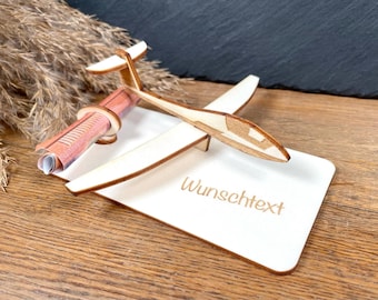Geldscheinhalter Segelflieger, Flugzeug, Geldgeschenk, Geburtstag, Geschenk, Wunschtext, Personalisierbar