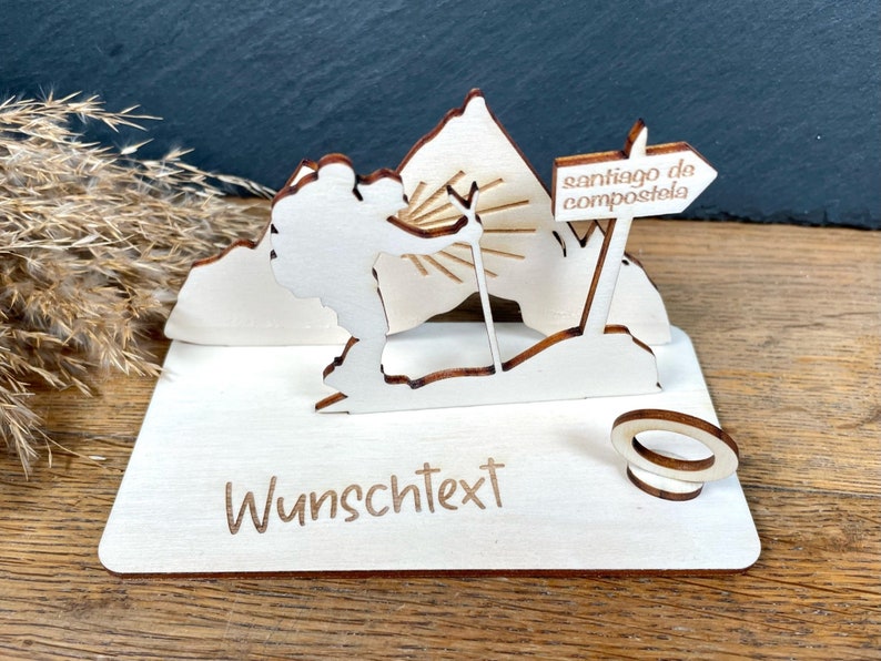 Geldscheinhalter Jakobsweg, Pilgern, Berge, Wandern, Geldgeschenk, Geburtstag, Geschenk, Wunschtext, Personalisierbar Bild 2