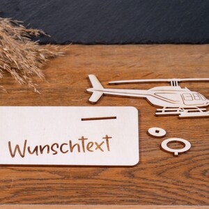 Geldscheinhalter Helikopter, Hubschrauber, Rundflug, Geldgeschenk, Geburtstag, Geschenk, Wunschtext, Personalisierbar Bild 3