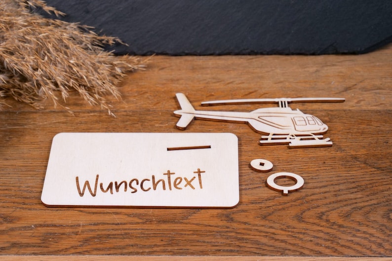 Geldscheinhalter Helikopter, Hubschrauber, Rundflug, Geldgeschenk, Geburtstag, Geschenk, Wunschtext, Personalisierbar Bild 3