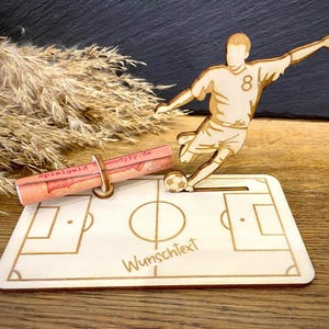 Geldscheinhalter Fußballspieler, Fußball, Geldgeschenk, Geburtstag, Wunschtext, Personalisierbar
