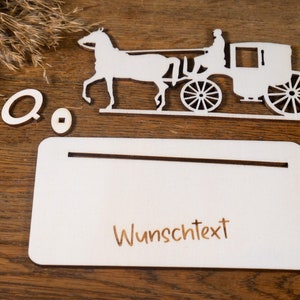 Geldscheinhalter Kutsche, Pferd, Geldgeschenk, Geburtstag, Reiten, Geschenk, Wunschtext, Personalisierbar Bild 3