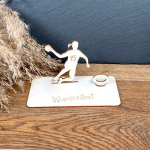 Geldscheinhalter Handball Feldspielerin, Handballspielerin, Geldgeschenk, Geburtstag, Wunschtext, Personalisierbar Bild 2