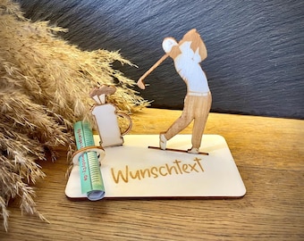Geldscheinhalter Golfer  Golf  Golfspieler  Geldgeschenk  Geburtstag  Geschenk  Wunschtext  Personalisierbar