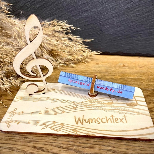 Geldscheinhalter Note, Geldgeschenk, Geburtstag, Musiker, Musik, Geschenk, Wunschtext, Personalisierbar