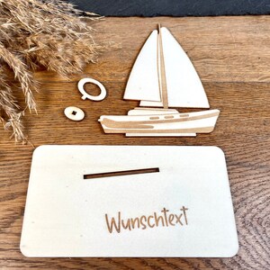 Geldscheinhalter Segelboot, Segeln, Boot, Schiff, Urlaub, Reise, Geldgeschenk, Geburtstag, Geschenk, Wunschtext, Personalisierbar Bild 3