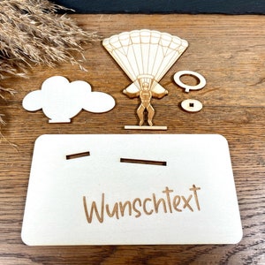 Geldscheinhalter Fallschirm, Gleitschirm, Paragleiter, Geldgeschenk, Geburtstag, Geschenk, Wunschtext, Personalisierbar immagine 3