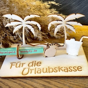 Geldscheinhalter Insel mit Palmen, Urlaub, Insel, Geldgeschenk, Geburtstag, Geschenk, Wunschtext, Personalisierbar