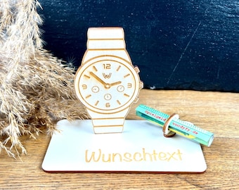 Geldscheinhalter Armbanduhr, Uhr, Smartwatch, Geldgeschenk, Geburtstag, Geschenk, Wunschtext, Personalisierbar