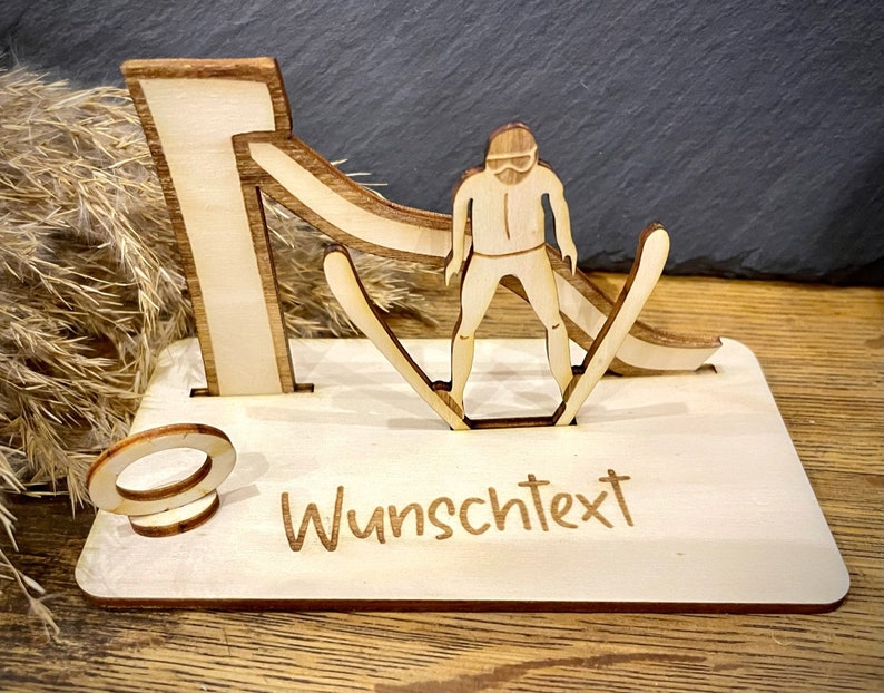 Geldscheinhalter Skispringen, Skifliegen, Ski, Skiurlaub, Winterurlaub, Urlaub, Geldgeschenk, Geburtstag, Geschenk,Wunschtext,Personalisiert Bild 2