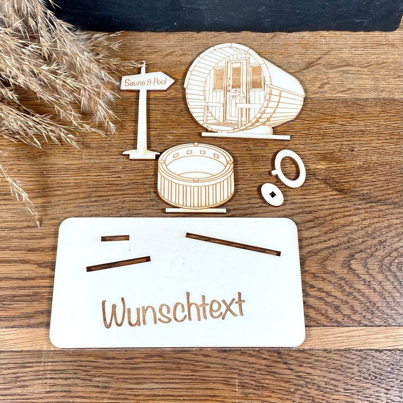 Geldscheinhalter Sauna, Pool, Wellness, Erholung, Entspannung, Geldgeschenk, Geburtstag, Geschenk, Wunschtext, Personalisierbar Bild 3