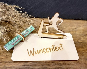 Geldscheinhalter Laufband, Joggen, Laufen, Geldgeschenk, Geburtstag, Geschenk, Wunschtext, Personalisiert