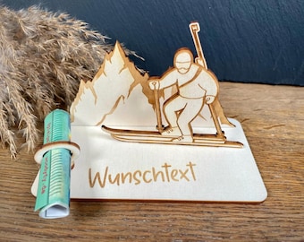 Geldscheinhalter Biathlon, Ski, Skifahrer, Skiurlaub, Berge, Winterurlaub, Geldgeschenk, Geburtstag, Geschenk, Wunschtext, Personalisiert