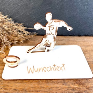 Geldscheinhalter Handball Feldspieler, Handballspieler, Geldgeschenk, Geburtstag, Wunschtext, Personalisierbar Bild 2