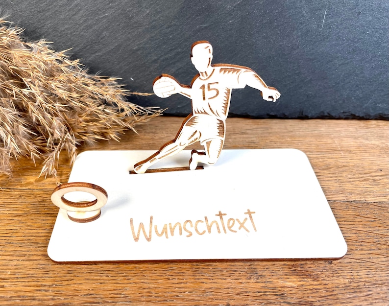 Geldscheinhalter Handball Feldspieler, Handballspieler, Geldgeschenk, Geburtstag, Wunschtext, Personalisierbar Bild 2