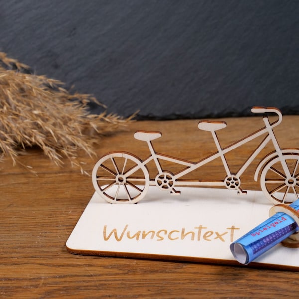 Geldscheinhalter Tandem, Fahrrad, Geldgeschenk, Geburtstag, Rad, Geschenk, Wunschtext, Personalisierbar