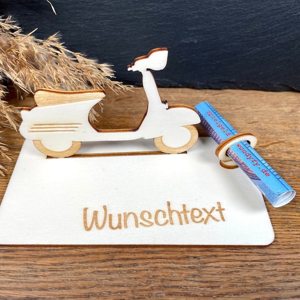 Geldscheinhalter Vespa, Roller, Geburtstag, Führerschein, Geschenk, Wunschtext, Personalisierbar