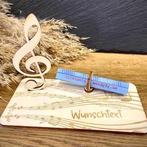 Geldscheinhalter Note, Geldgeschenk, Geburtstag, Musiker, Musik, Geschenk, Wunschtext, Personalisierbar