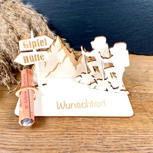 Geldscheinhalter Berge, Wandern, Pärchen, Urlaub, Geldgeschenk, Geburtstag, Geschenk, Wunschtext, Personalisierbar