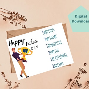 Father&#39;s day card to download and print Printable Happy father&#39;s day card, download father&#39;s day cad