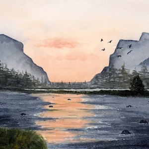 Yosemite National Park Watercolor Art Print