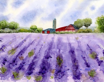 Lavender Field, Art Print, Lavender Farm, Lavender Landscape, Lavender Art, Farm Art, Farmhouse Art