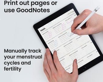 Menstrual and fertility tracker. Manually track your period cycle printed or digitally for extra privacy