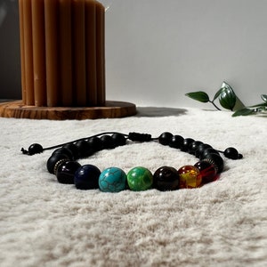 All 7 Chakras Balancing & Unblocking Bracelet | Adjustable Macrame Bracelet | Crystal Beads | For Physical Mental and Spiritual Well-Being
