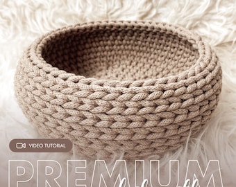 Crochet Bowl PATTERN - pdf with video tutorial - crochet basket - crochet decor | ENGLISH version