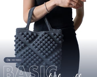 Crochet Tote Bag PATTERN - PDF Pattern with diagram - crochet bobble bag - small crochet bag | ENGLISH version