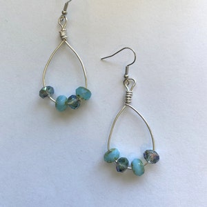 Earring semi precious gemstone Jewelry, Dangle Drop Crystal hoops