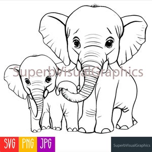 Baby Elephant SVG, Clipart, Cute Elephant, Baby Elephant, Elephant Outline, Cut File Cricut, Silhouette
