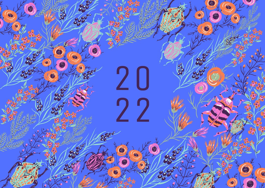 2022 Printable Digital Floral Wall Calendar Floral Desk Etsy
