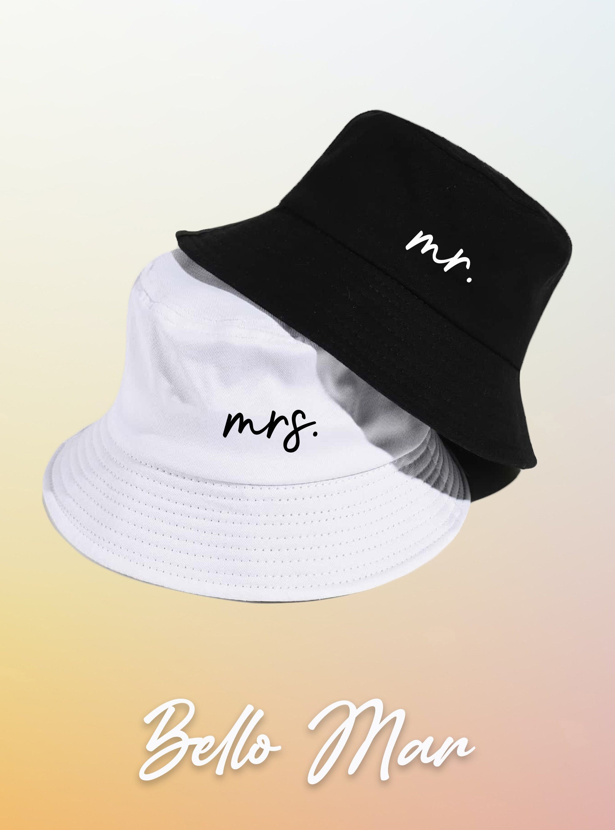 MRS MR  Bucket Hat Unisex Cap Customize Colors Choose Your Hat Color and Vinyl Color Print