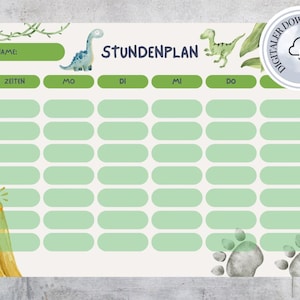 Dino Timetable Primary School – Digital Download for Printing (A4 PDF)