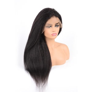 150/180 Straight Yaki human hair wig in natural colour. 13x4 lace front wig made with 100% virgin human hair