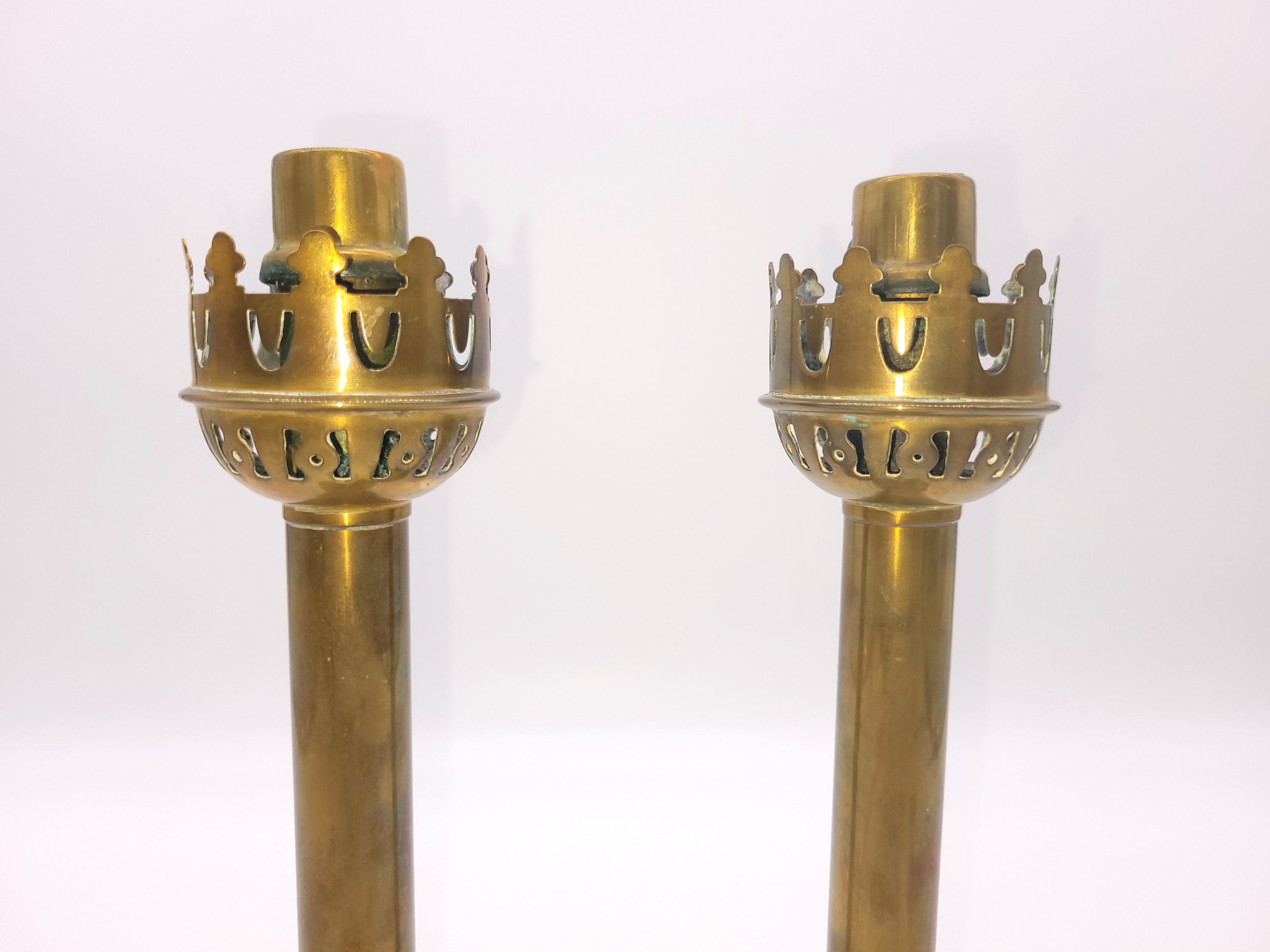 Brass Candlesticks, Antique Pair of Nautical Spring Loaded Candle ...